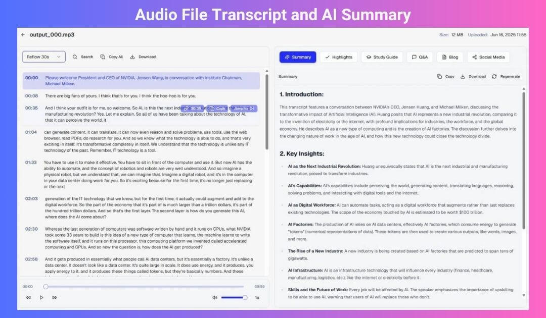 File Transcript Generator with AI Insights