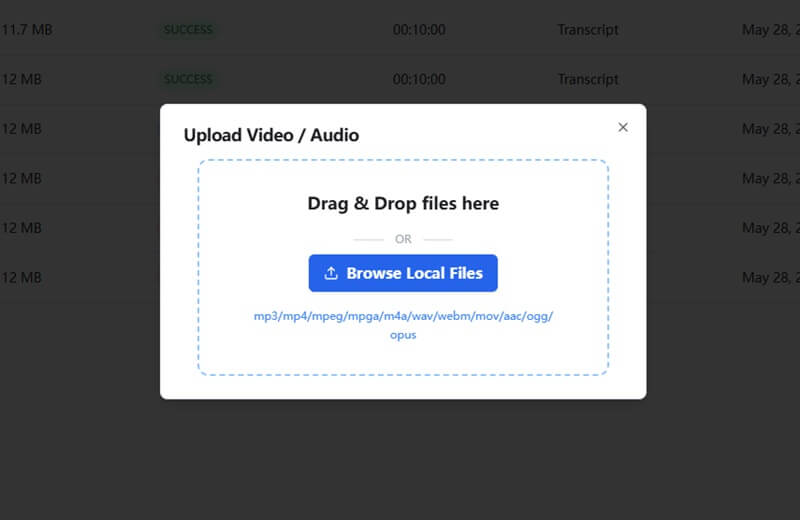 Select a Local Video/Audio File