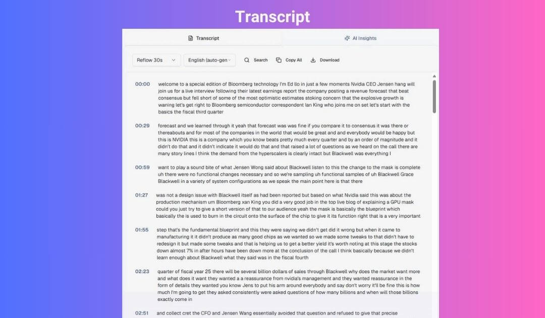 Enhanced Transcript Display Interface