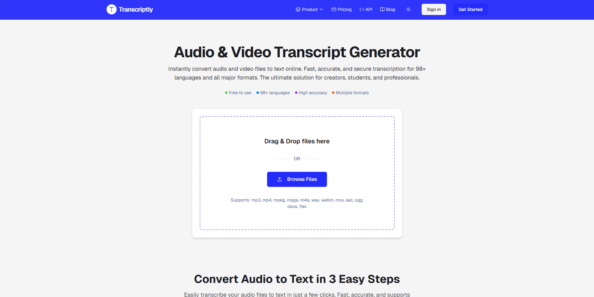 File Transcript Generator Interface